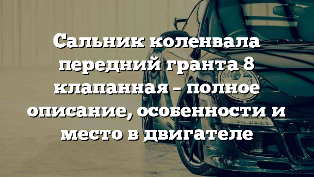 Сальник коленвала передний гранта 8 клапанная – полное описание, особенности и место в двигателе