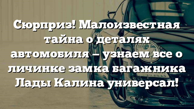 Сюрприз! Малоизвестная тайна о деталях автомобиля — узнаем все о личинке замка багажника Лады Калина универсал!