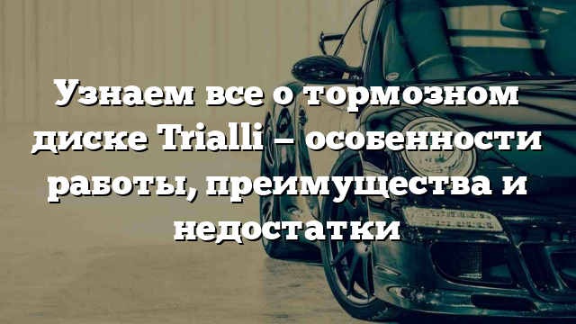 Узнаем все о тормозном диске Trialli — особенности работы, преимущества и недостатки