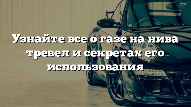 Узнайте все о газе на нива тревел и секретах его использования