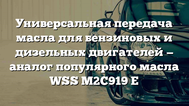 Универсальная передача масла для бензиновых и дизельных двигателей — аналог популярного масла WSS M2C919 E