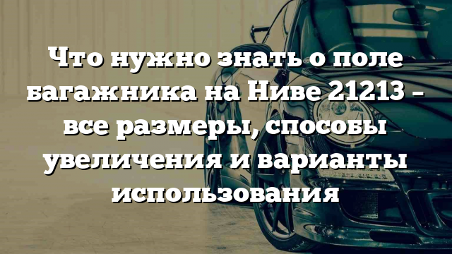 Что нужно знать о поле багажника на Ниве 21213 – все размеры, способы увеличения и варианты использования