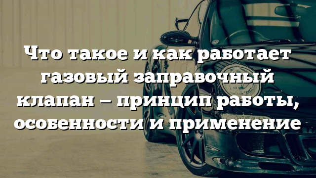 Что такое и как работает газовый заправочный клапан — принцип работы, особенности и применение