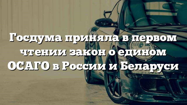 Госдума приняла в первом чтении закон о едином ОСАГО в России и Беларуси