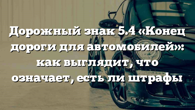 Дорожный знак 5.4 «Конец дороги для автомобилей»: как выглядит, что означает, есть ли штрафы